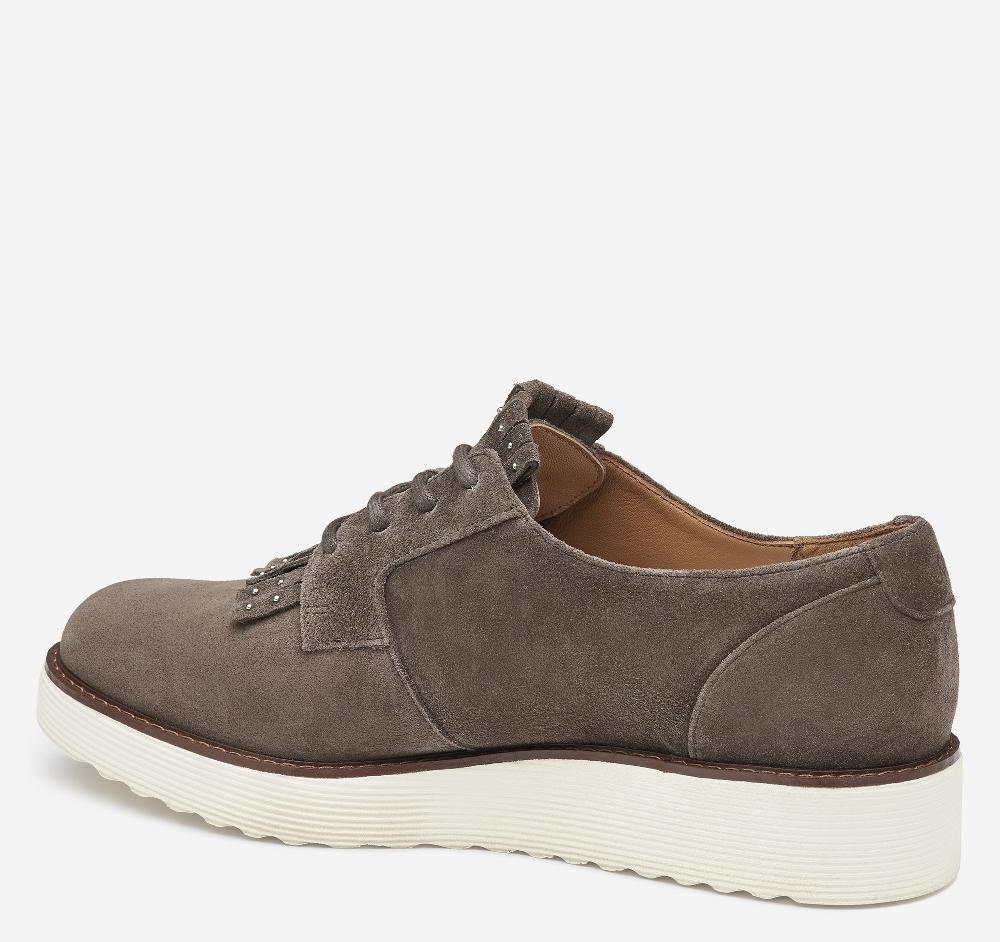 Johnston & Murphy Mitzi Kiltie Oxford Dark Gray Suede