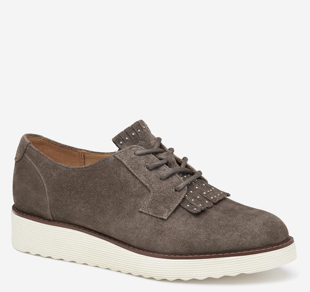 johnston & murphy Mitzi Kiltie Oxford Dark Gray Suede