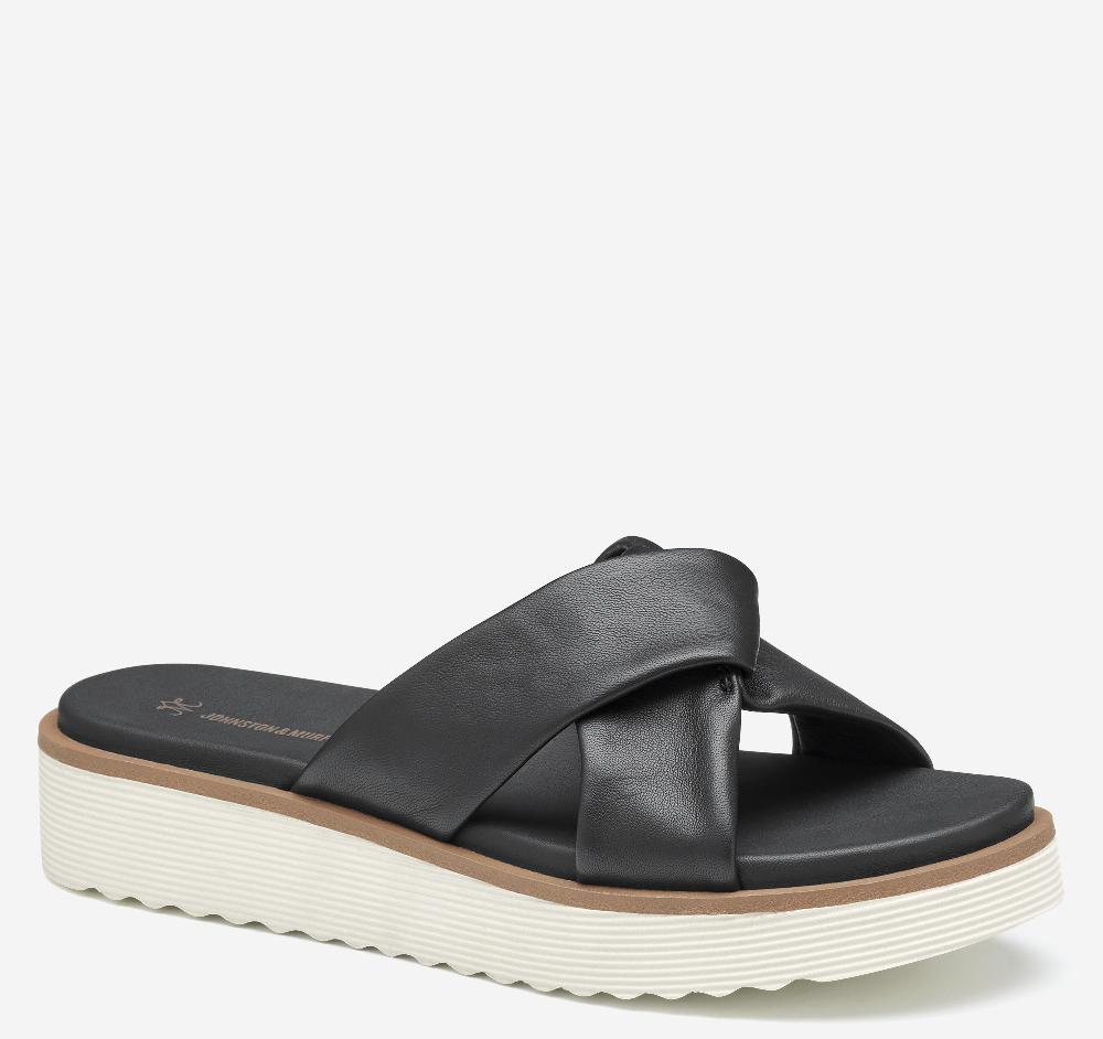 johnston & murphy Mitzi Knotted Slide Black Glove Leather