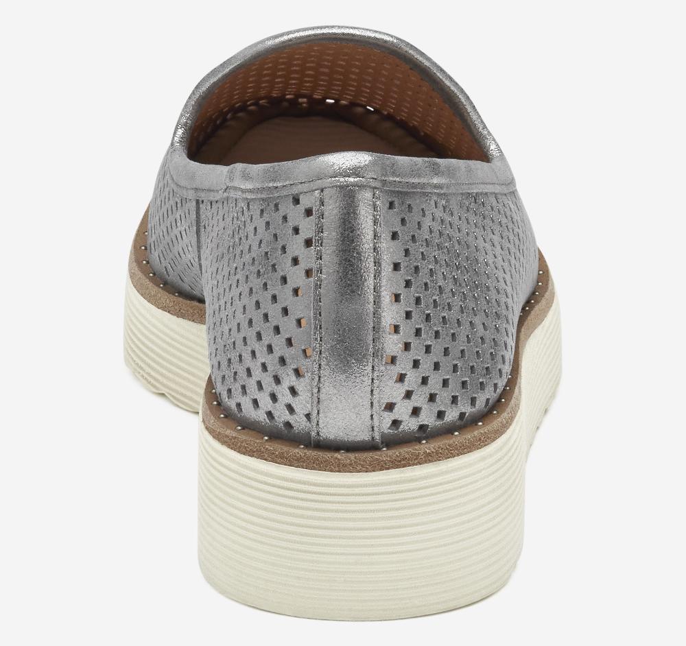 Johnston & Murphy Mitzi Perfed Venetian Pewter Metallic Kid Suede