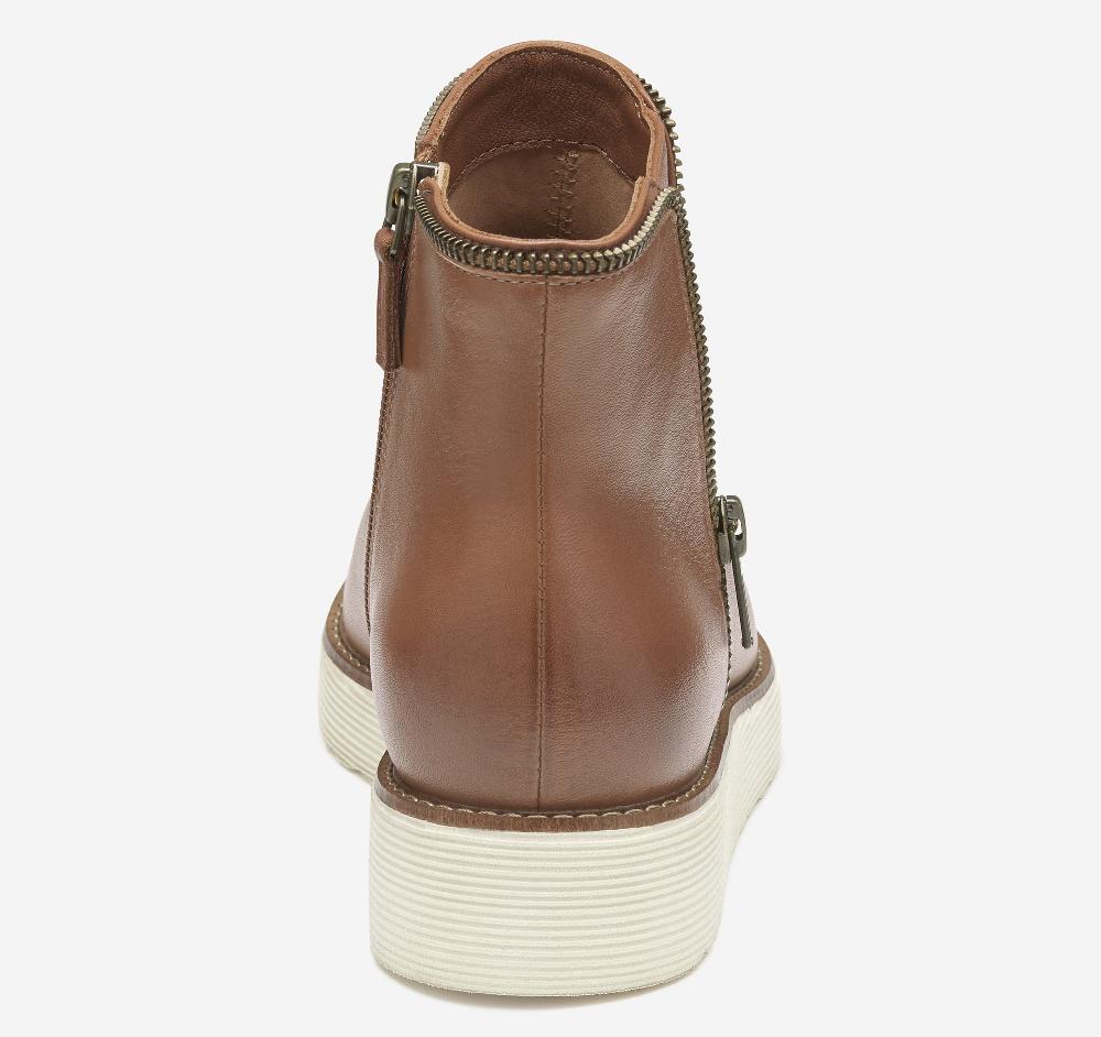 Johnston & Murphy Mitzi Zipper Bootie Cognac Calfskin