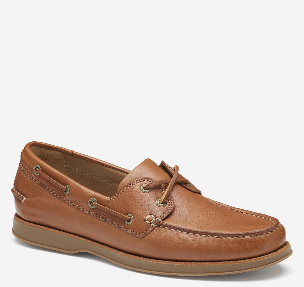 johnston & murphy Monaco 2-Eye Boat Shoe Tan Glove Leather