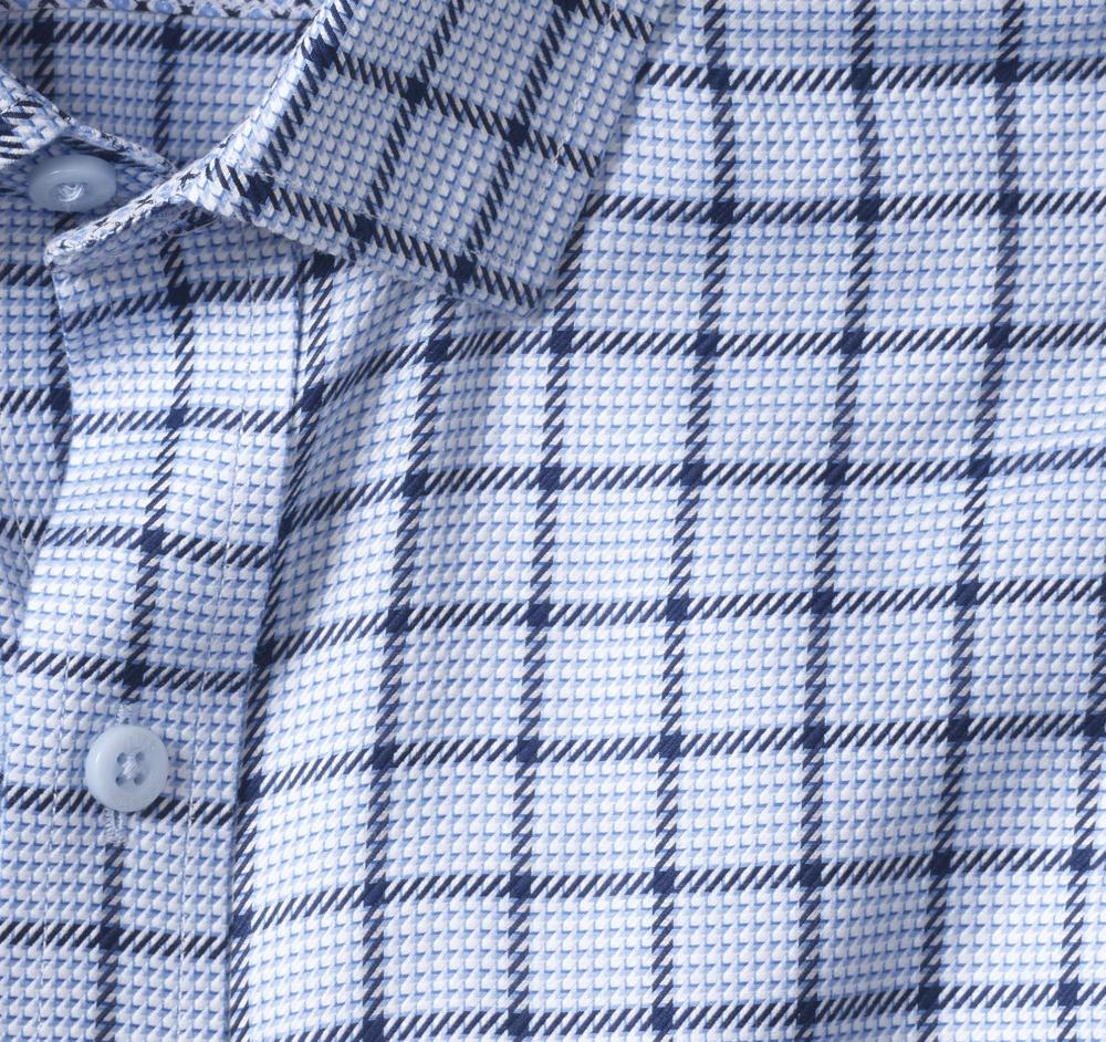 Johnston & Murphy Non-Iron Dress Shirt Blue Angled Neat Windowpane