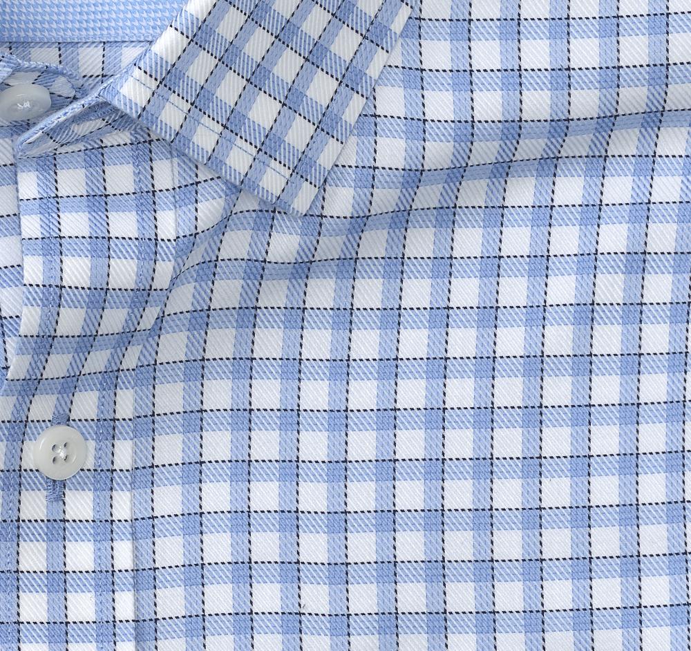 Johnston & Murphy Non-Iron Dress Shirt Blue/Navy Outlined Grid