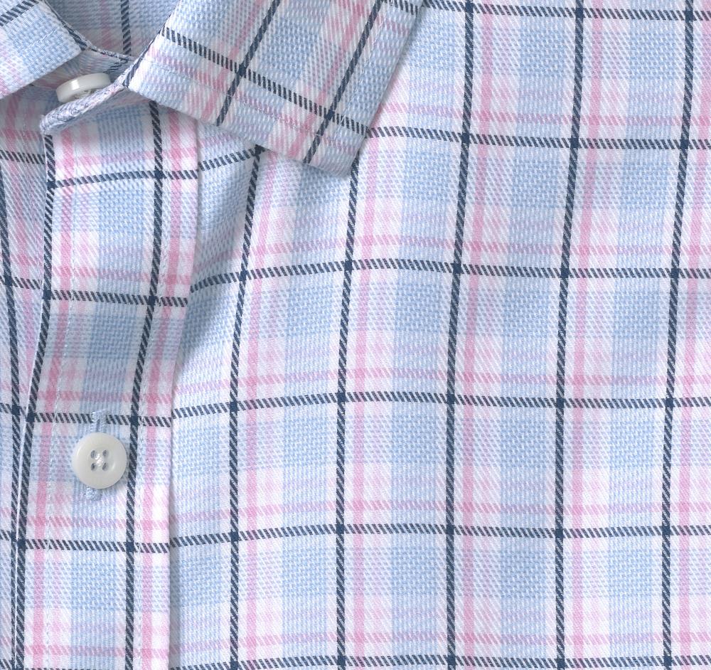 Johnston & Murphy Non-Iron Dress Shirt Pink/Blue Twill Plaid