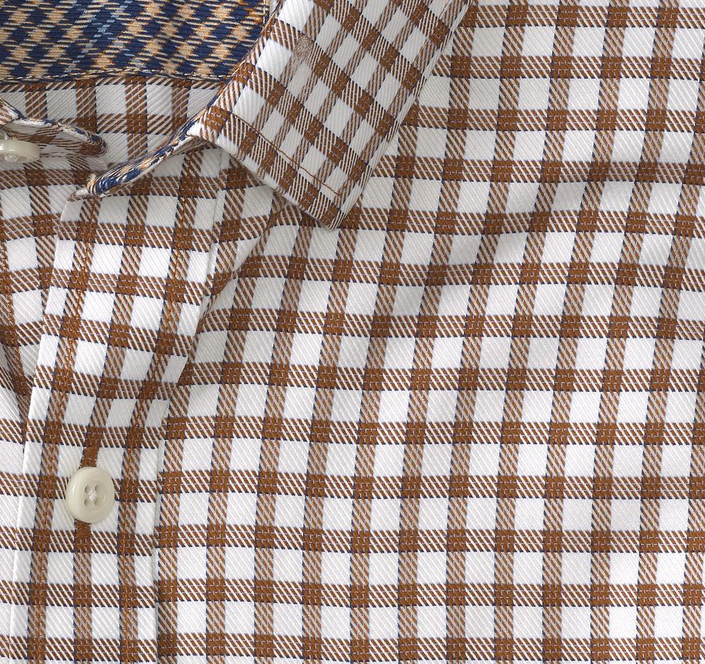 Johnston & Murphy Non-Iron Dress Shirt Rust/Navy Outlined Grid
