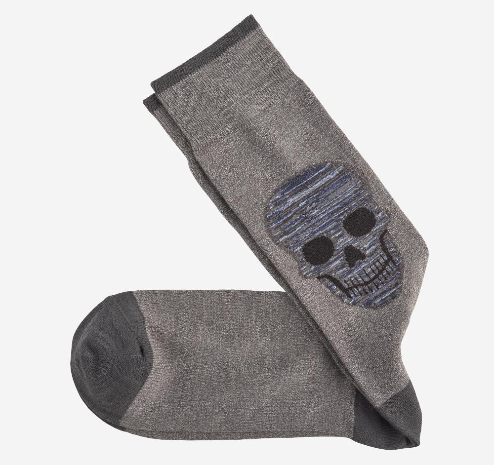 johnston & murphy Novelty Socks Charcoal Space-Dyed Large Skull