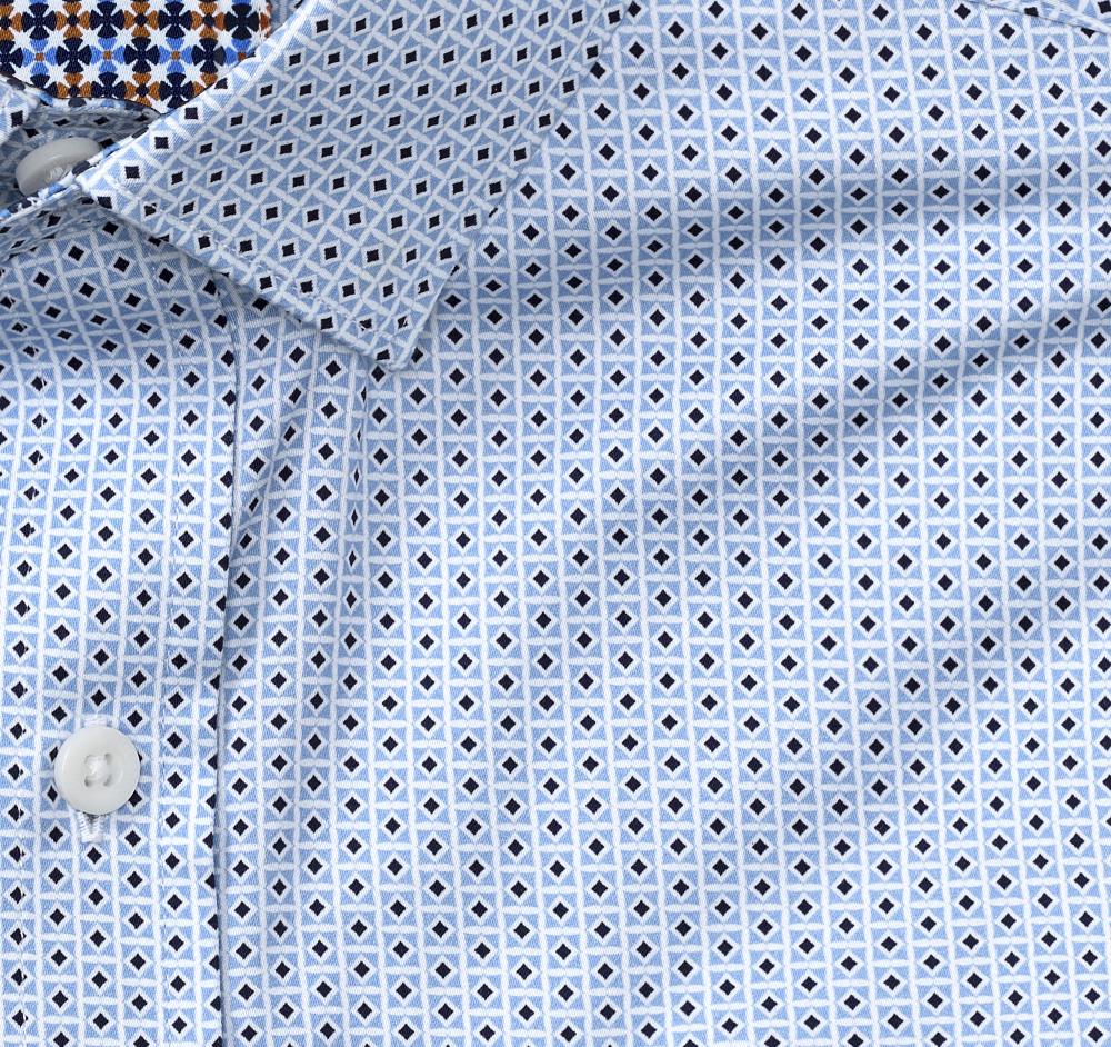 Johnston & Murphy Printed Cotton Shirt Blue Diamond Tile