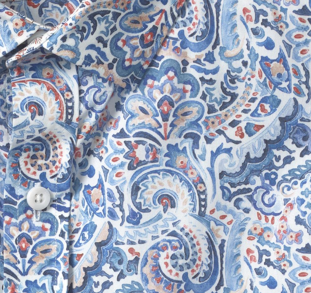 Johnston & Murphy Printed Cotton Shirt Blue/Multi Large Mosaic