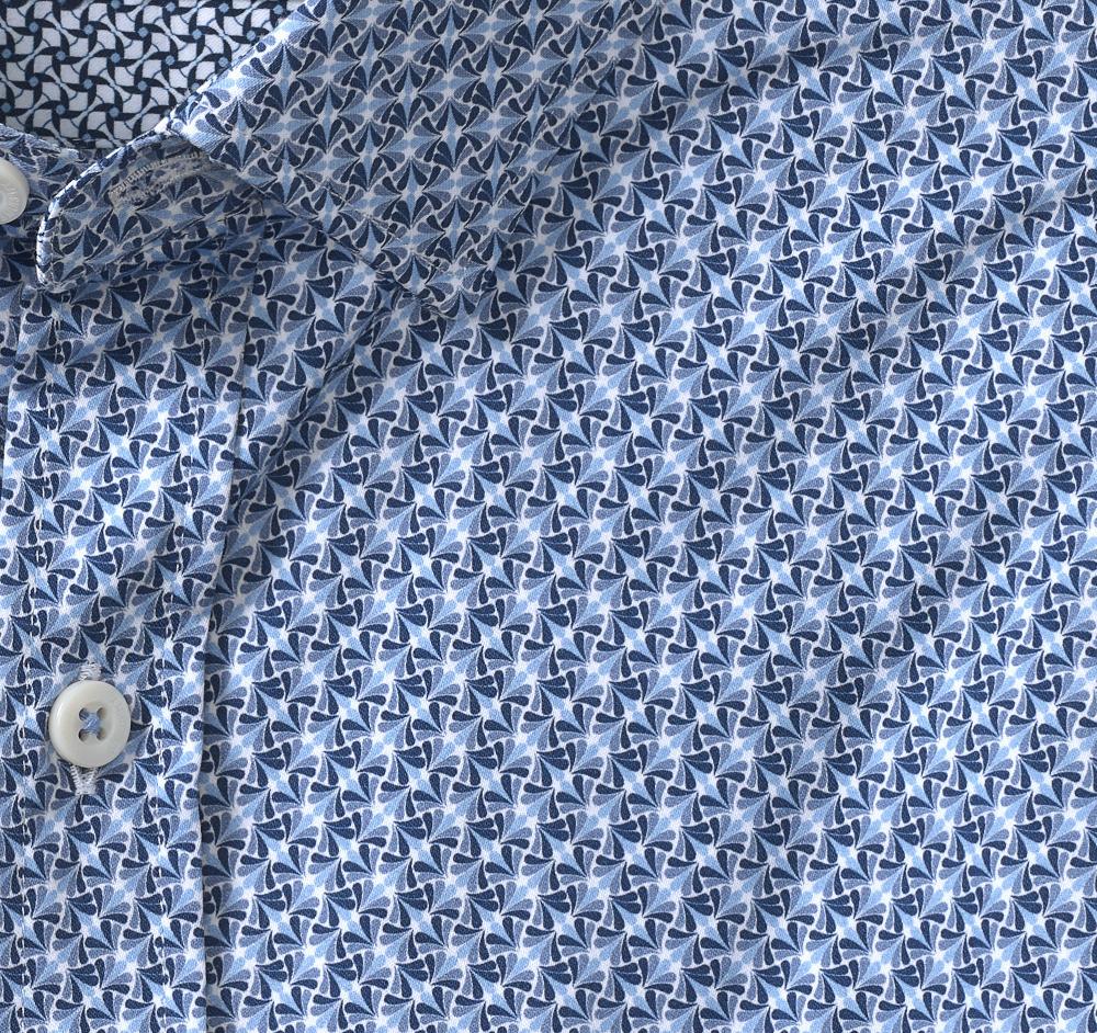 Johnston & Murphy Printed Cotton Shirt Blue/Navy Diamond Swirl