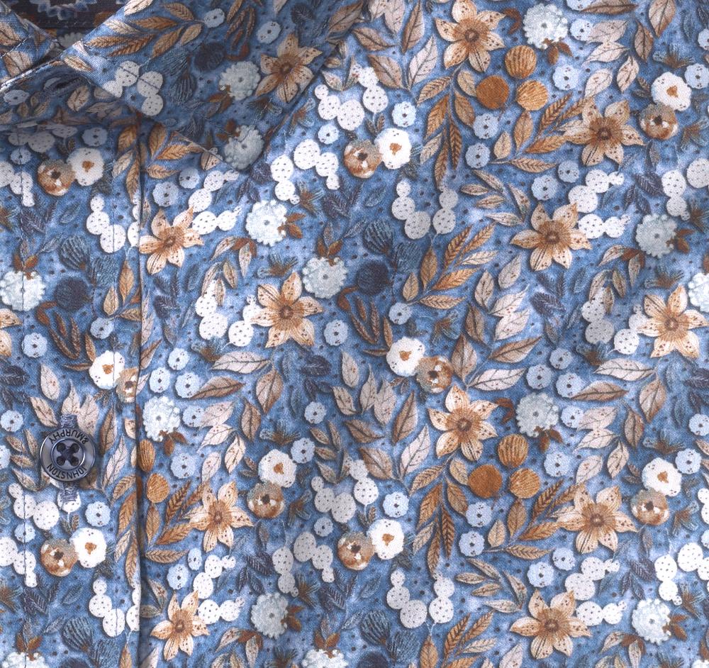Johnston & Murphy Printed Cotton Shirt Blue/Rust Floral