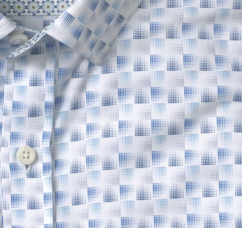 Johnston & Murphy Printed Cotton Shirt White/Gray Shadow Box