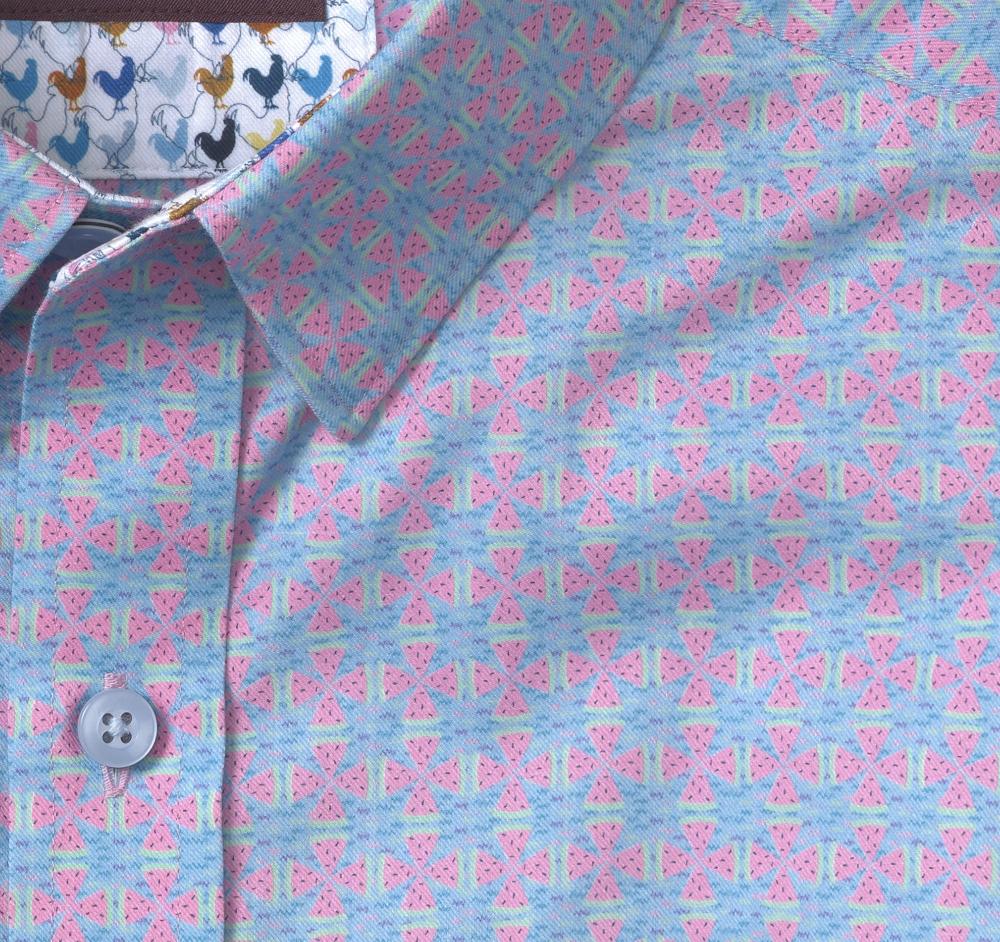 Johnston & Murphy Printed Short-Sleeve Shirt Blue Watermelon