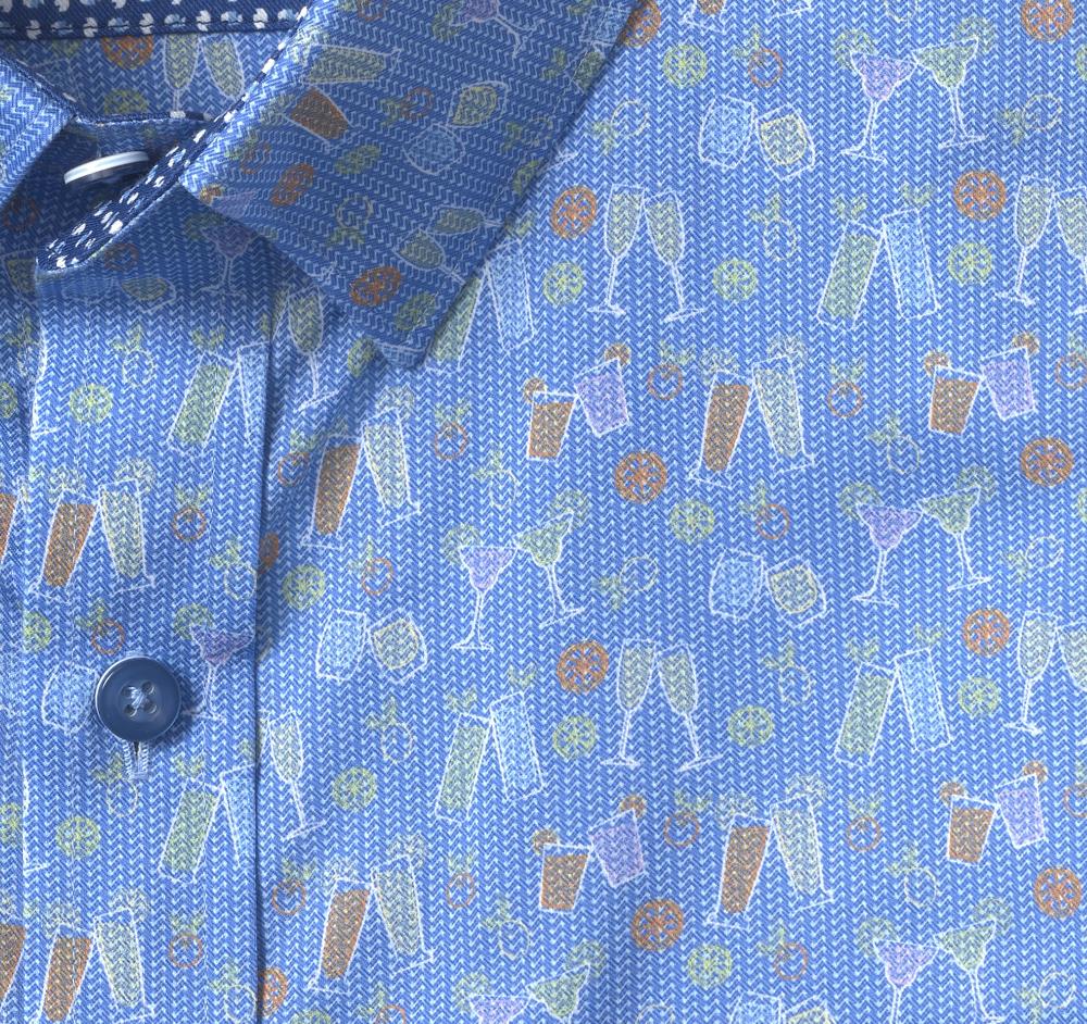 Johnston & Murphy Printed Short-Sleeve Shirt Navy Multi Cocktail