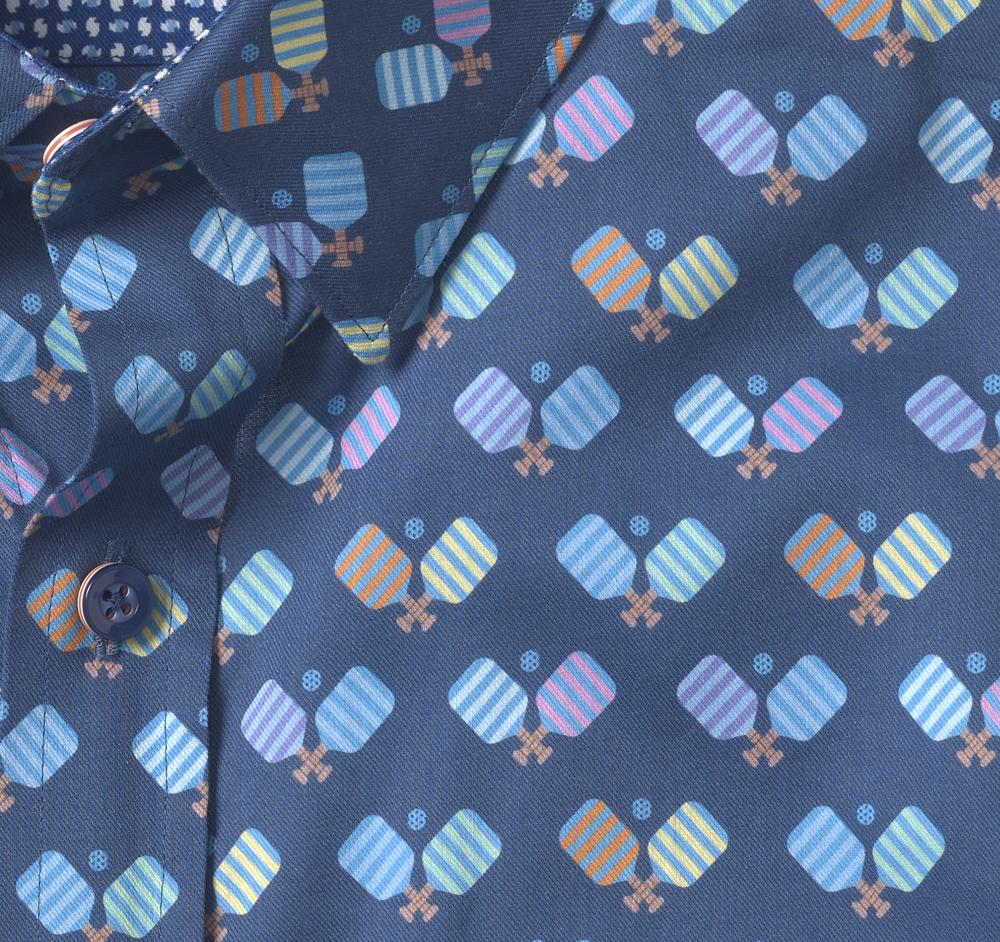 Johnston & Murphy Printed Short-Sleeve Shirt Navy Pickleball