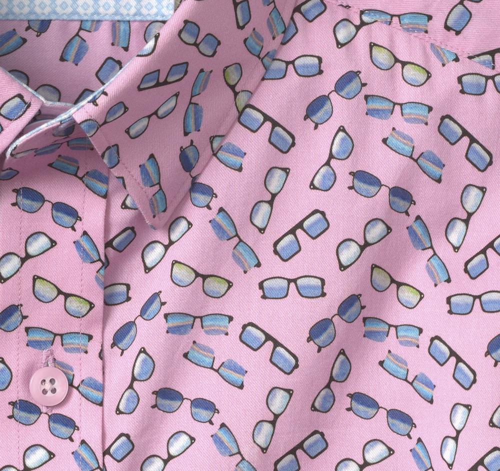 Johnston & Murphy Printed Short-Sleeve Shirt Pink Sunglasses