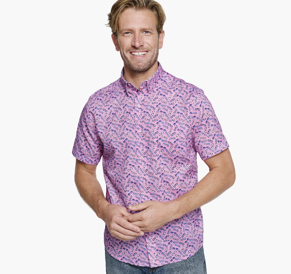 johnston & murphy Printed Short-Sleeve Shirt Pink Sunglasses