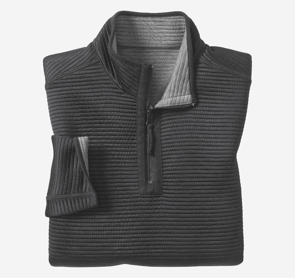 Johnston & Murphy Reversible Channel-Quilted Quarter-Zip Gray Heather/Black