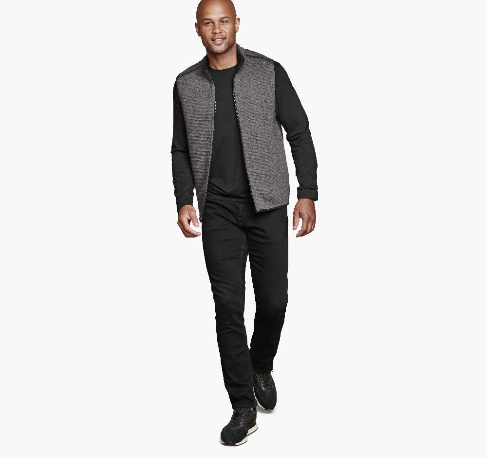 Johnston & Murphy Reversible Channel Quilted Vest Gray Heather/Black