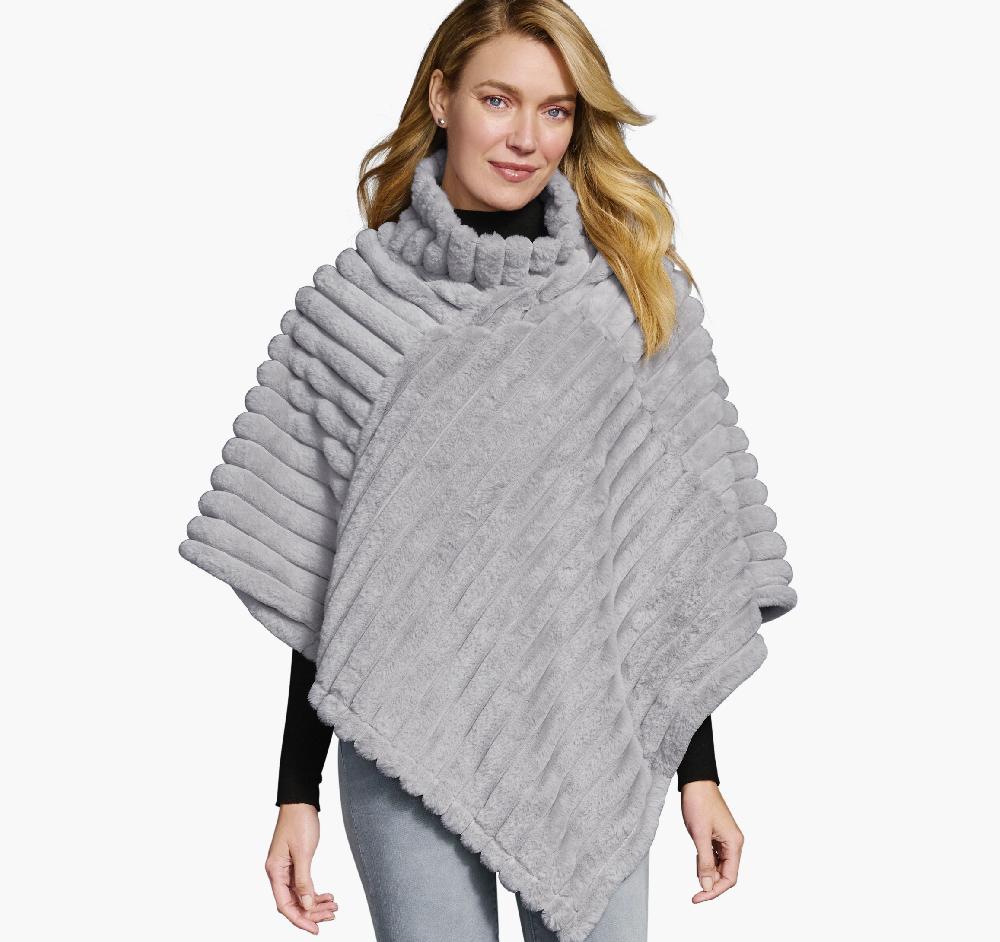 johnston & murphy Reversible Faux-Fur Poncho Gray/Gray Heather