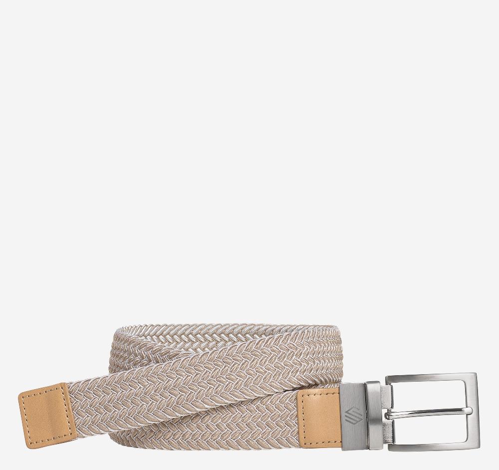johnston & murphy Reversible Stretch-Woven Belt Dark Taupe/White