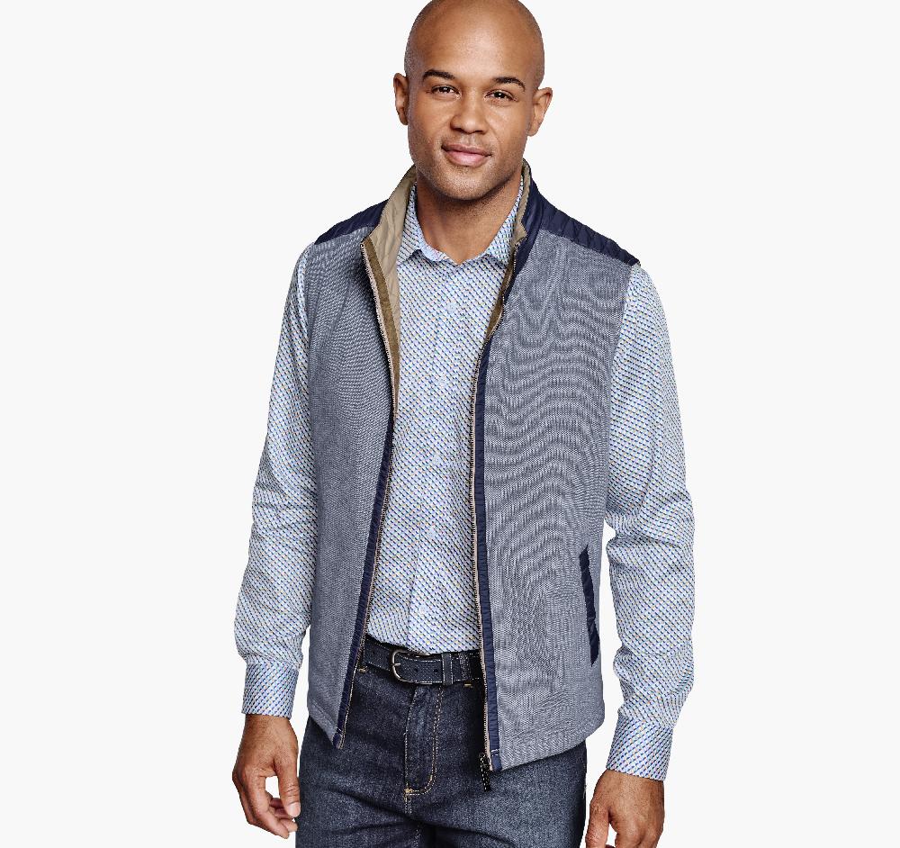 johnston & murphy Reversible Vest Taupe/Blue Birdseye