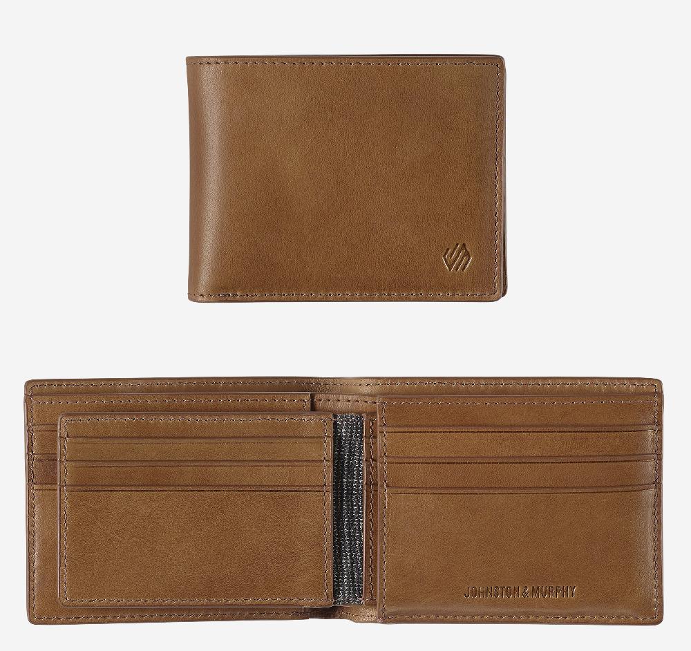 Johnston & Murphy Rhodes 2-in-1 Billfold Wallet Tan Full Grain