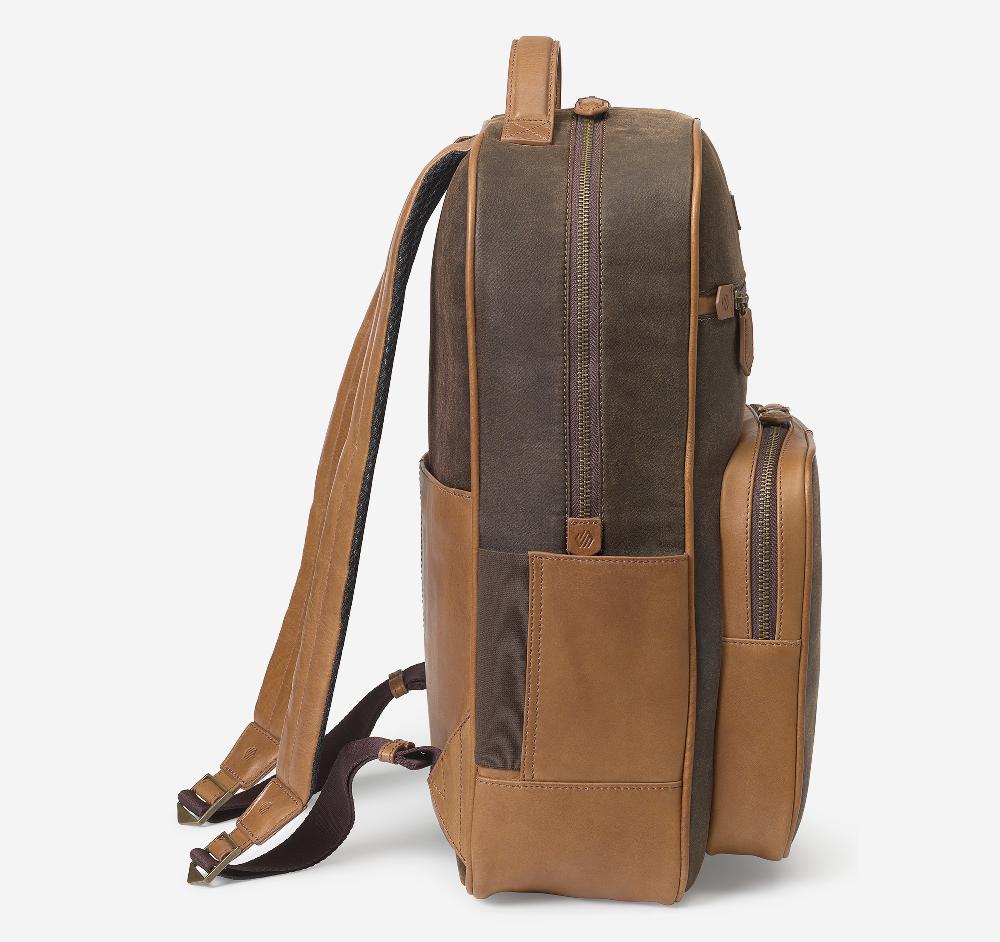 Johnston & Murphy Rhodes Backpack Brown Antique Cotton/Tan Full Grain
