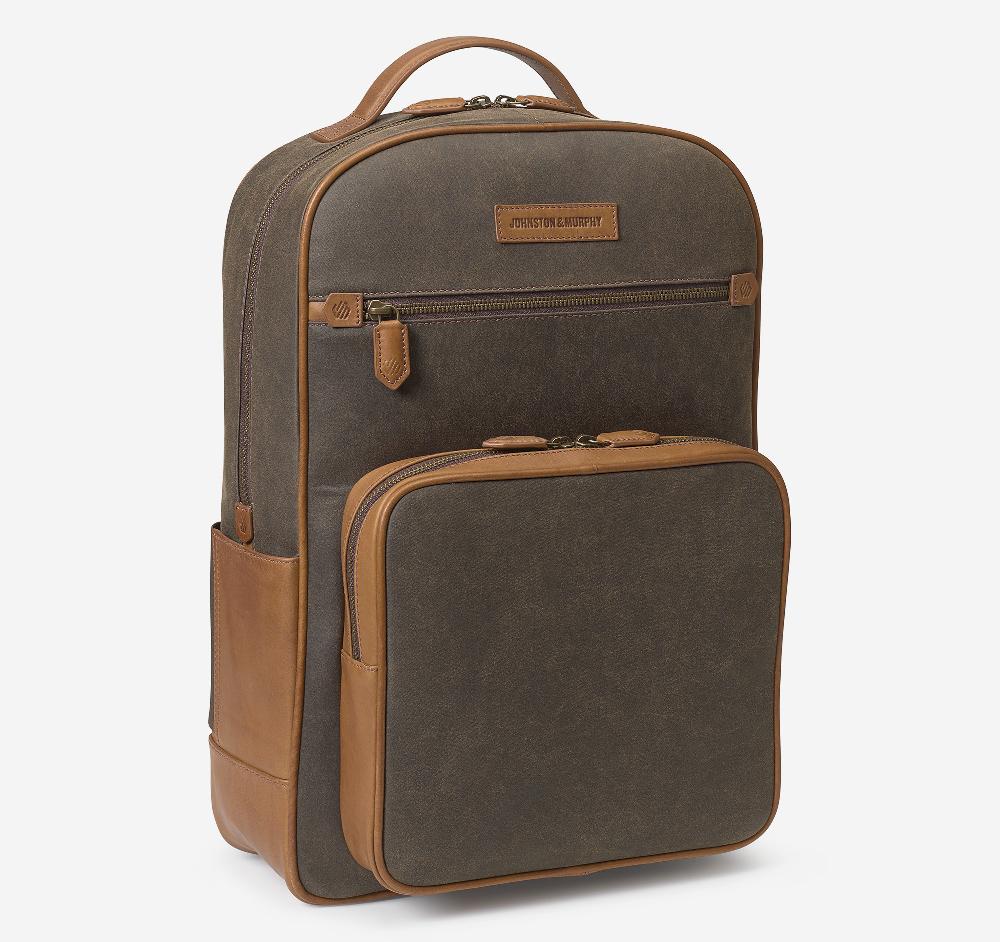 johnston & murphy Rhodes Backpack Brown Antique Cotton/Tan Full Grain