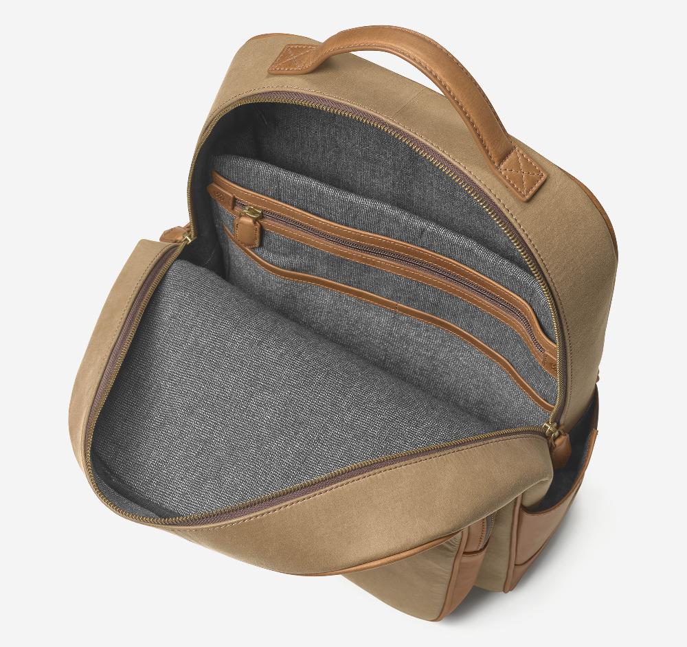 Johnston & Murphy Rhodes Backpack Camel Antique Cotton/Tan Full Grain