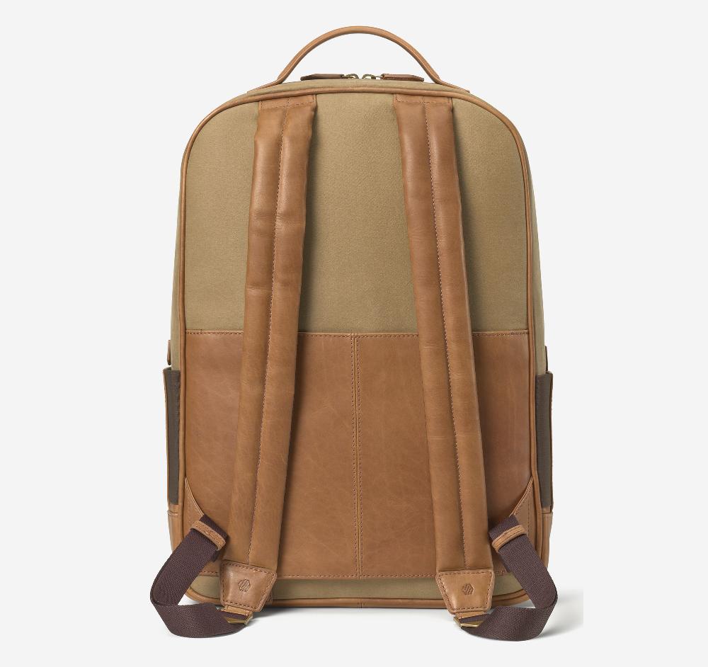 Johnston & Murphy Rhodes Backpack Camel Antique Cotton/Tan Full Grain