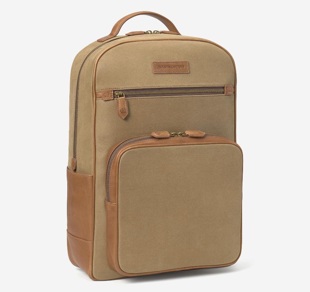 johnston & murphy Rhodes Backpack Camel Antique Cotton/Tan Full Grain