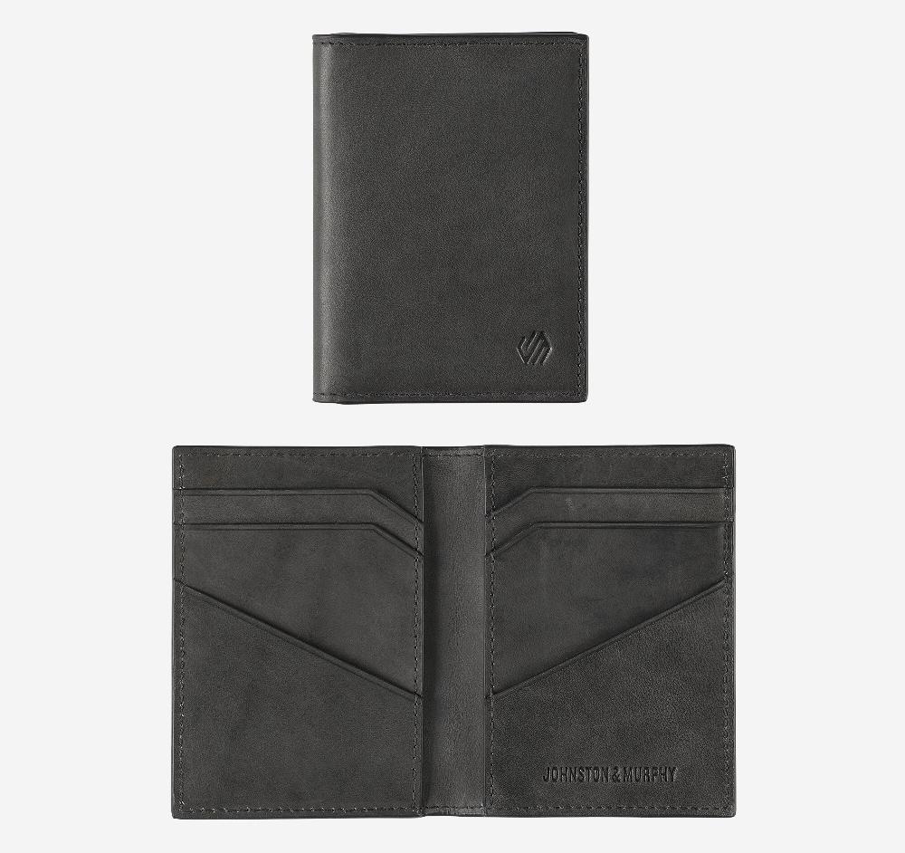 johnston & murphy Rhodes Bifold Card Case Black Full Grain