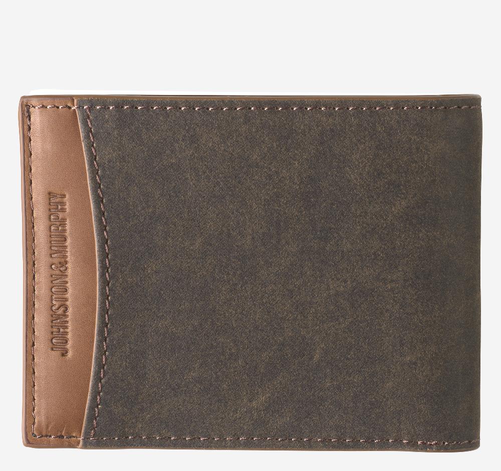 Johnston & Murphy Rhodes Billfold Wallet Brown/Tan Antique Cotton
