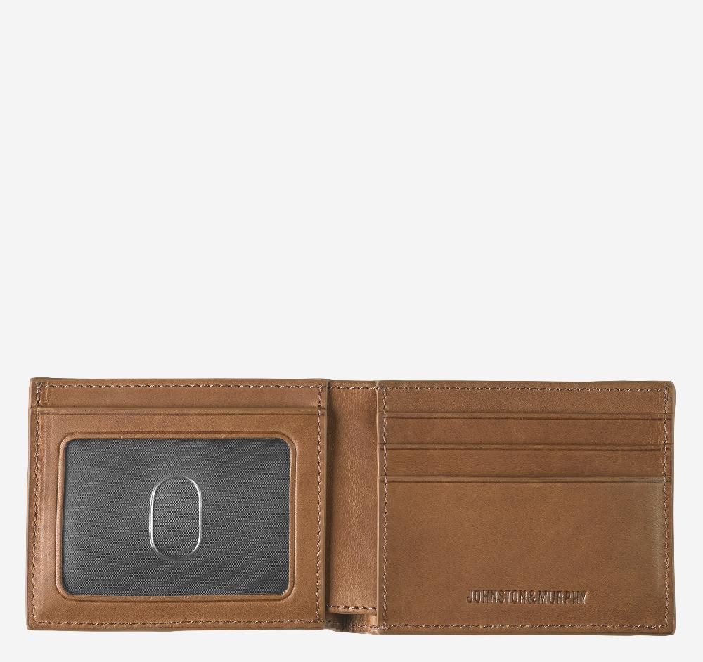 Johnston & Murphy Rhodes Billfold Wallet Brown/Tan Antique Cotton