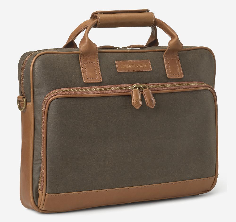 johnston & murphy Rhodes Briefcase Brown Antique Cotton/ Tan Full Grain