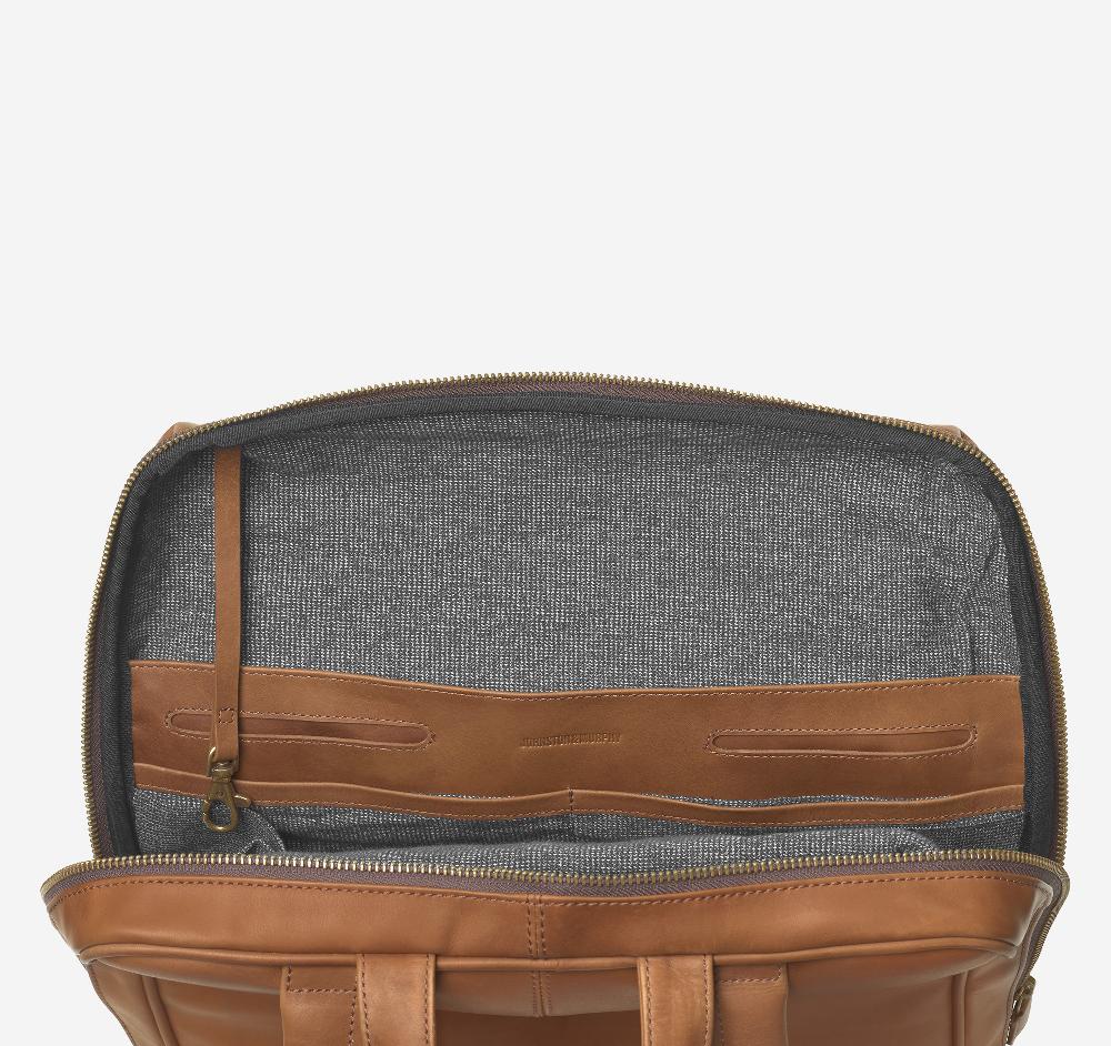 Johnston & Murphy Rhodes Commuter Backpack Tan Full Grain