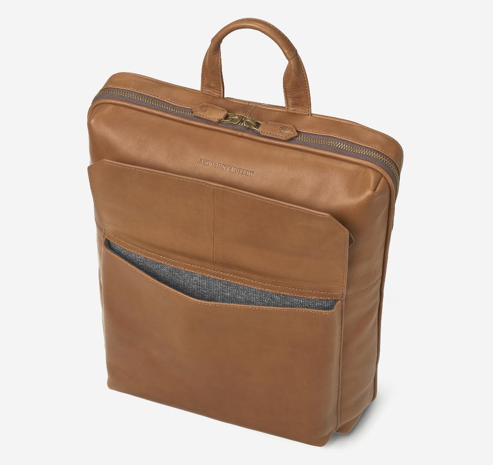 Johnston & Murphy Rhodes Commuter Backpack Tan Full Grain