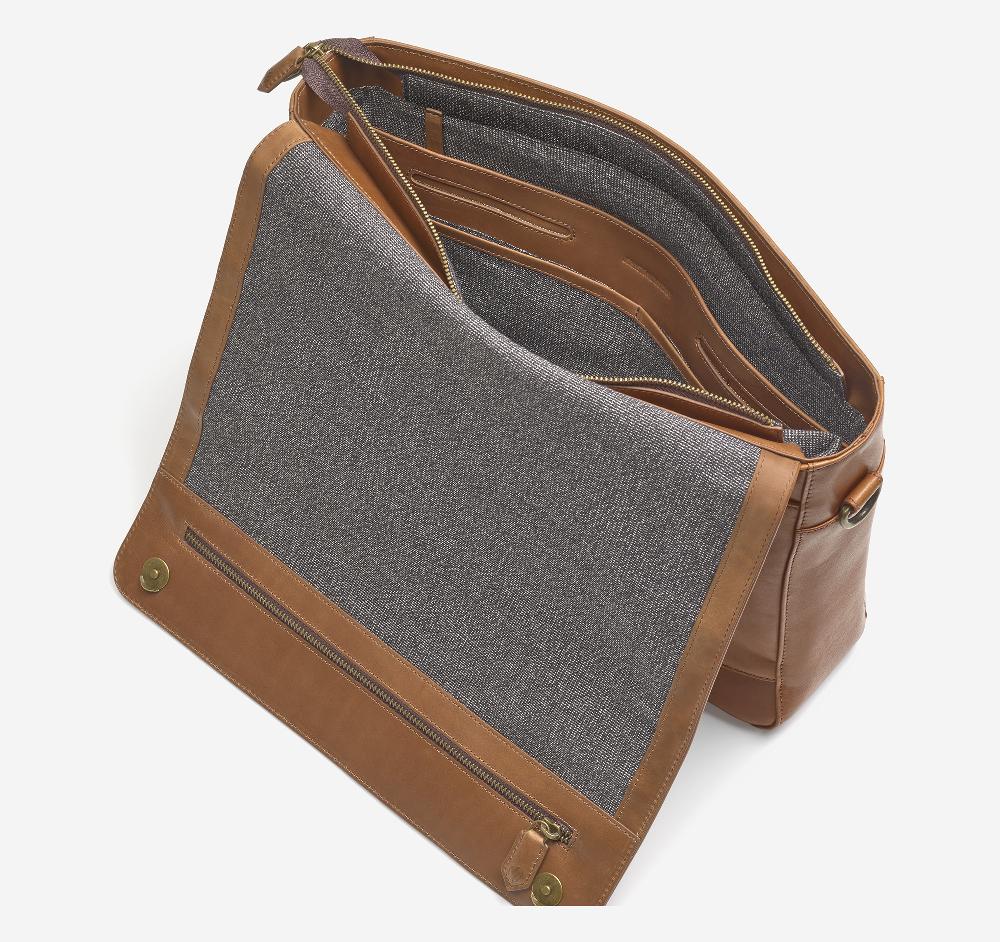 Johnston & Murphy Rhodes Messenger Bag Tan Full Grain