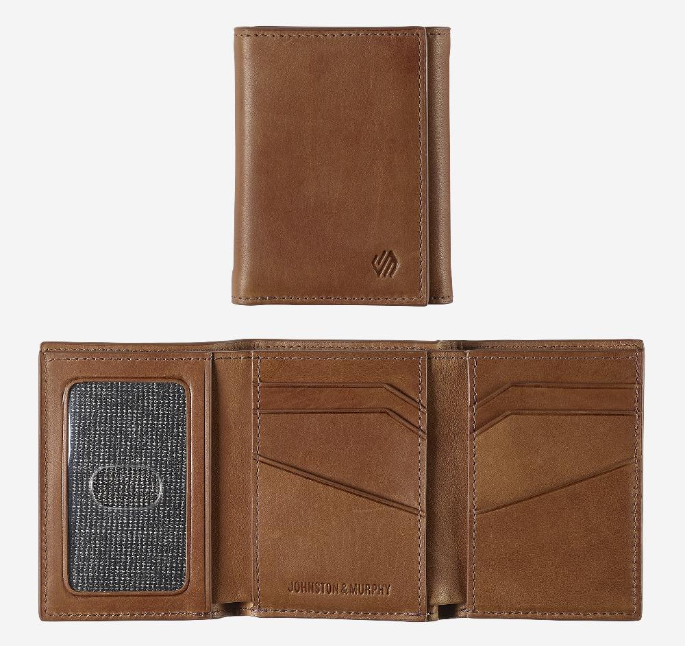 johnston & murphy Rhodes Trifold Wallet Tan Full Grain