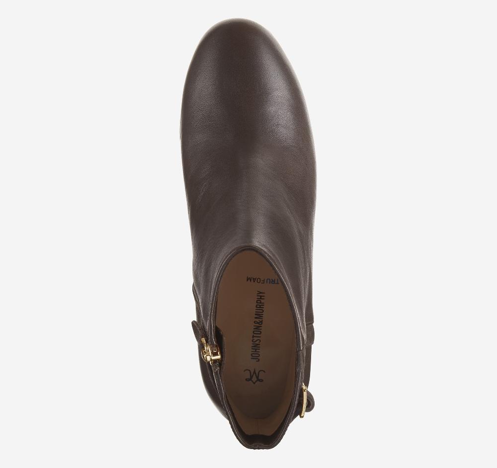 Johnston & Murphy Sienna Belted Bootie Dark Brown Nappa Leather