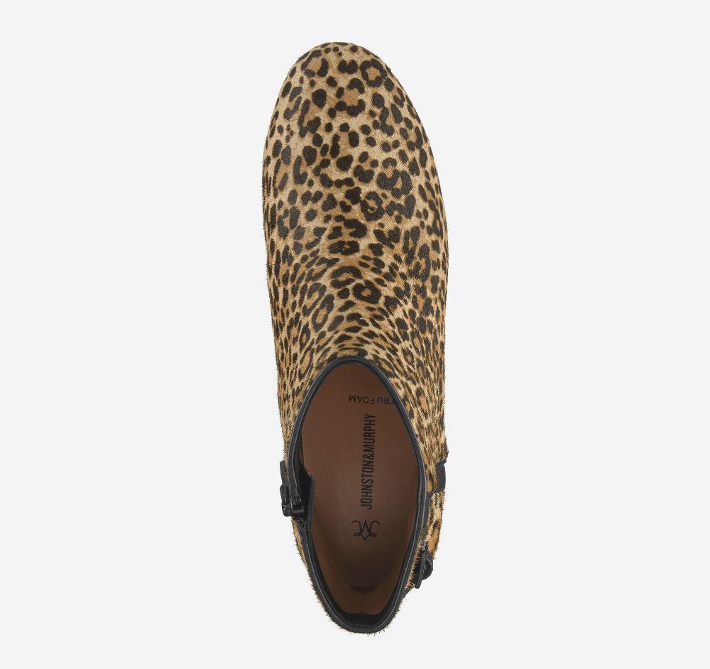 Johnston & Murphy Sienna Belted Bootie Leopard Haircalf