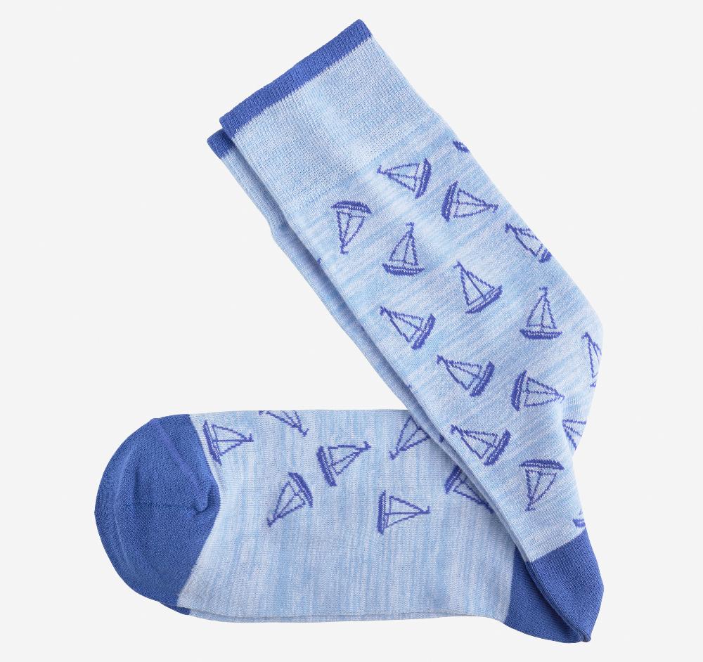 johnston & murphy Space Dyed Socks Light Blue Sailboats