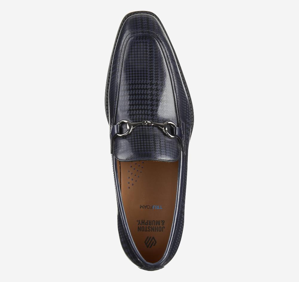 Johnston & Murphy Sullivan Bit Loafer Black Brush-Off Houndstooth Calfskin
