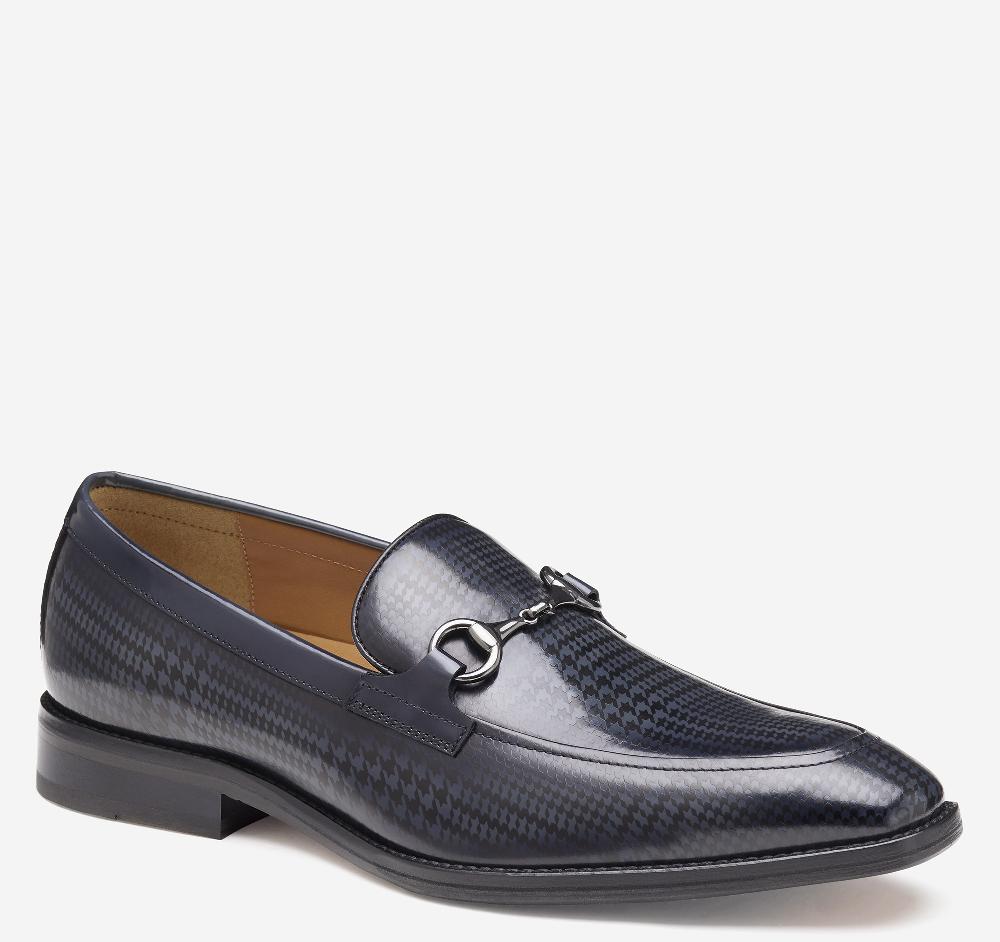 johnston & murphy Sullivan Bit Loafer Black Brush-Off Houndstooth Calfskin