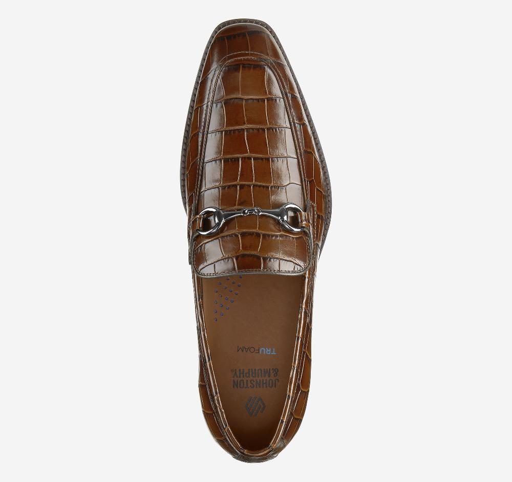 Johnston & Murphy Sullivan Bit Loafer Mahogany Croc Embossed Italian Calfskin