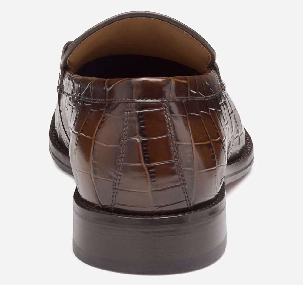 Johnston & Murphy Sullivan Bit Loafer Mahogany Croc Embossed Italian Calfskin