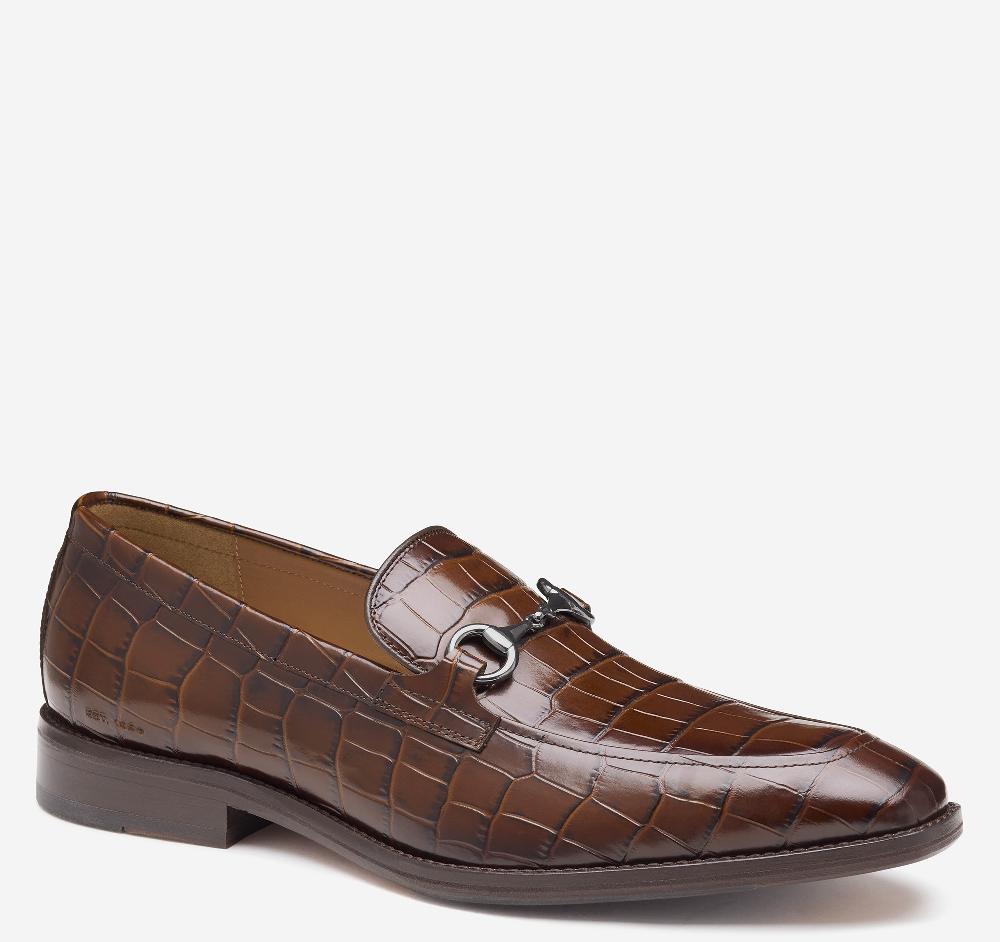 johnston & murphy Sullivan Bit Loafer Mahogany Croc Embossed Italian Calfskin