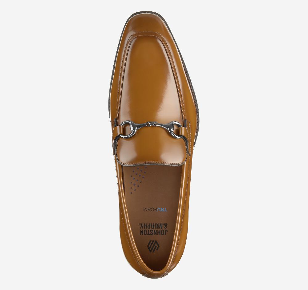 Johnston & Murphy Sullivan Bit Loafer Tan Italian Patent Calfskin