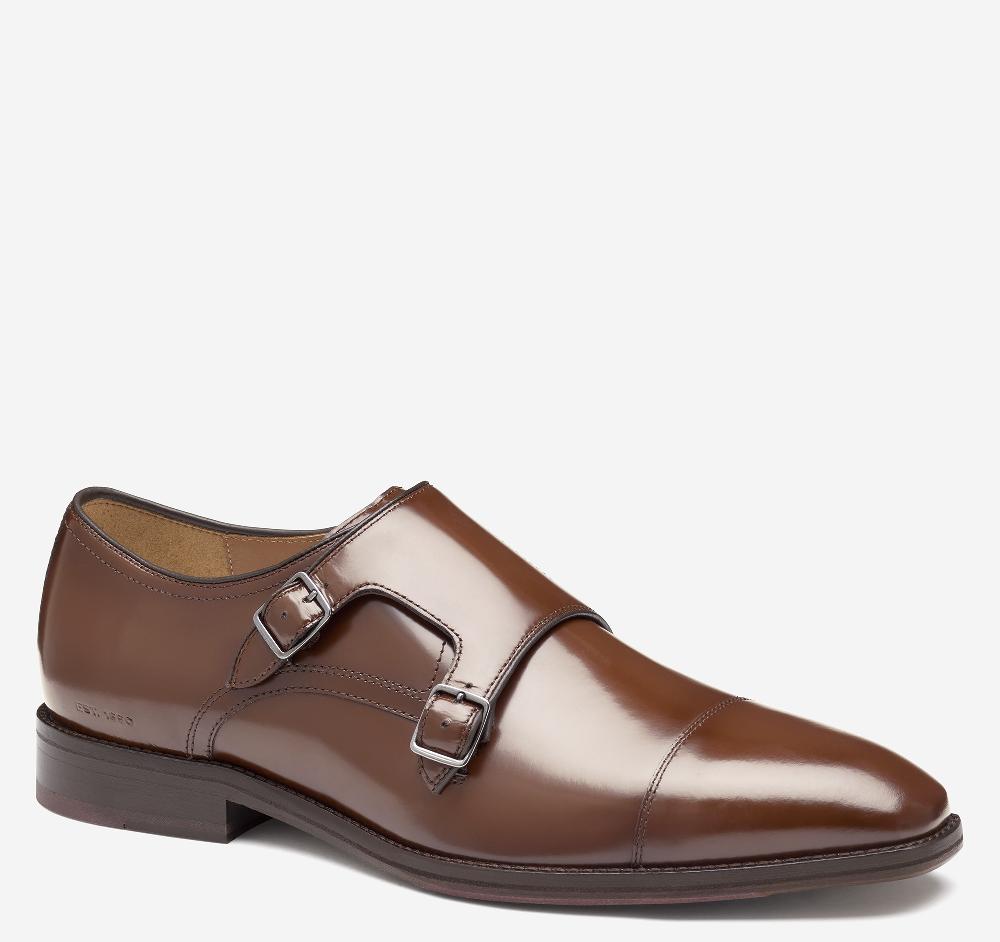 johnston & murphy Sullivan Double-Buckle Cap Toe Brown Italian Calfskin